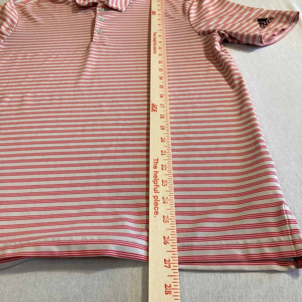 Adidas Golf Mens Small Red‎ White Striped Performance Polo Shirt CD3368